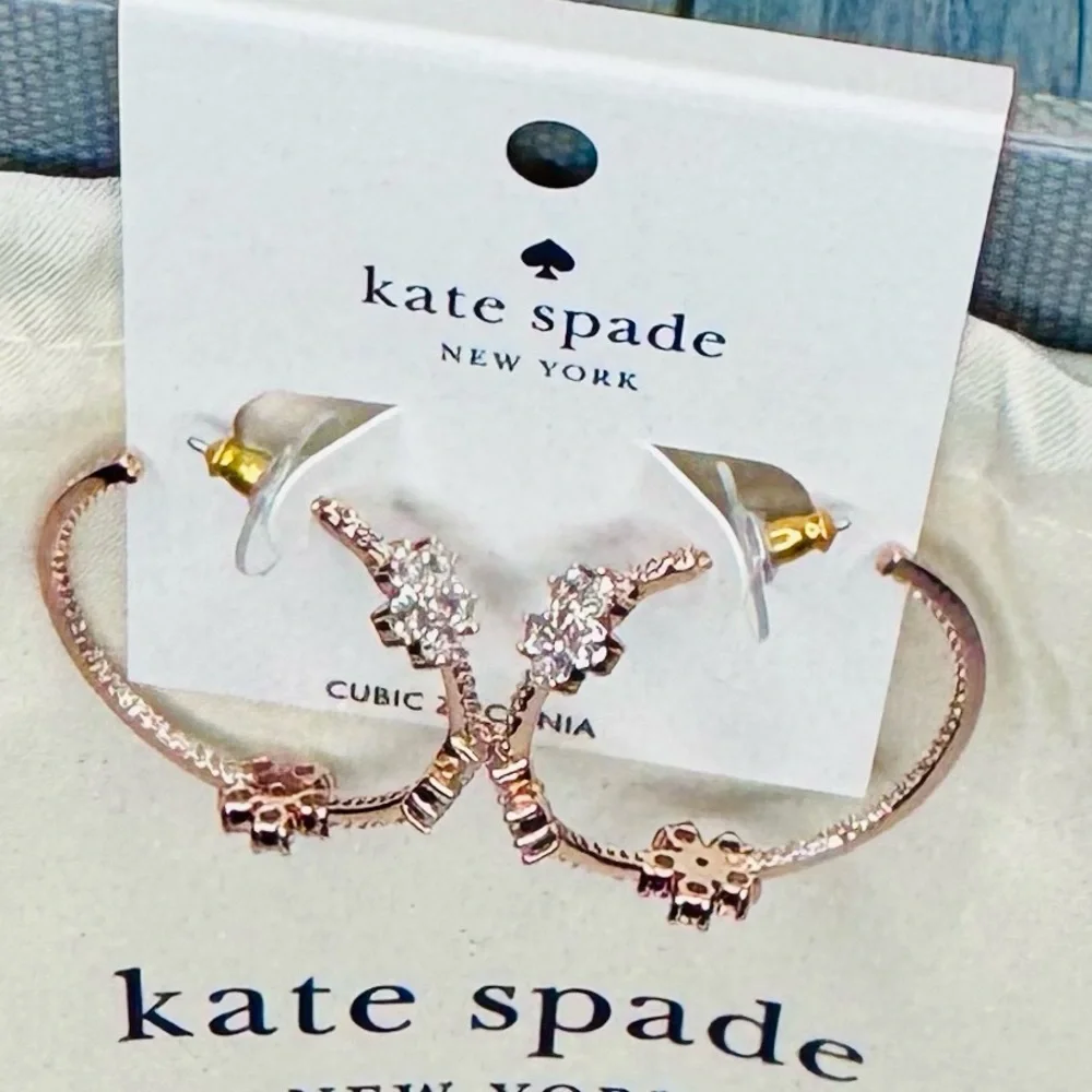Kate Spade Earrings Gleaming Gardenia Rose Gold tone Flower Hoop NWT MSRP: $109
